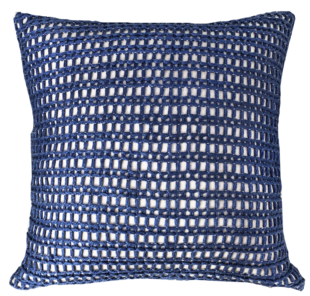 Almofada Croche Tramado Decortextil 52x52 - Azul 4