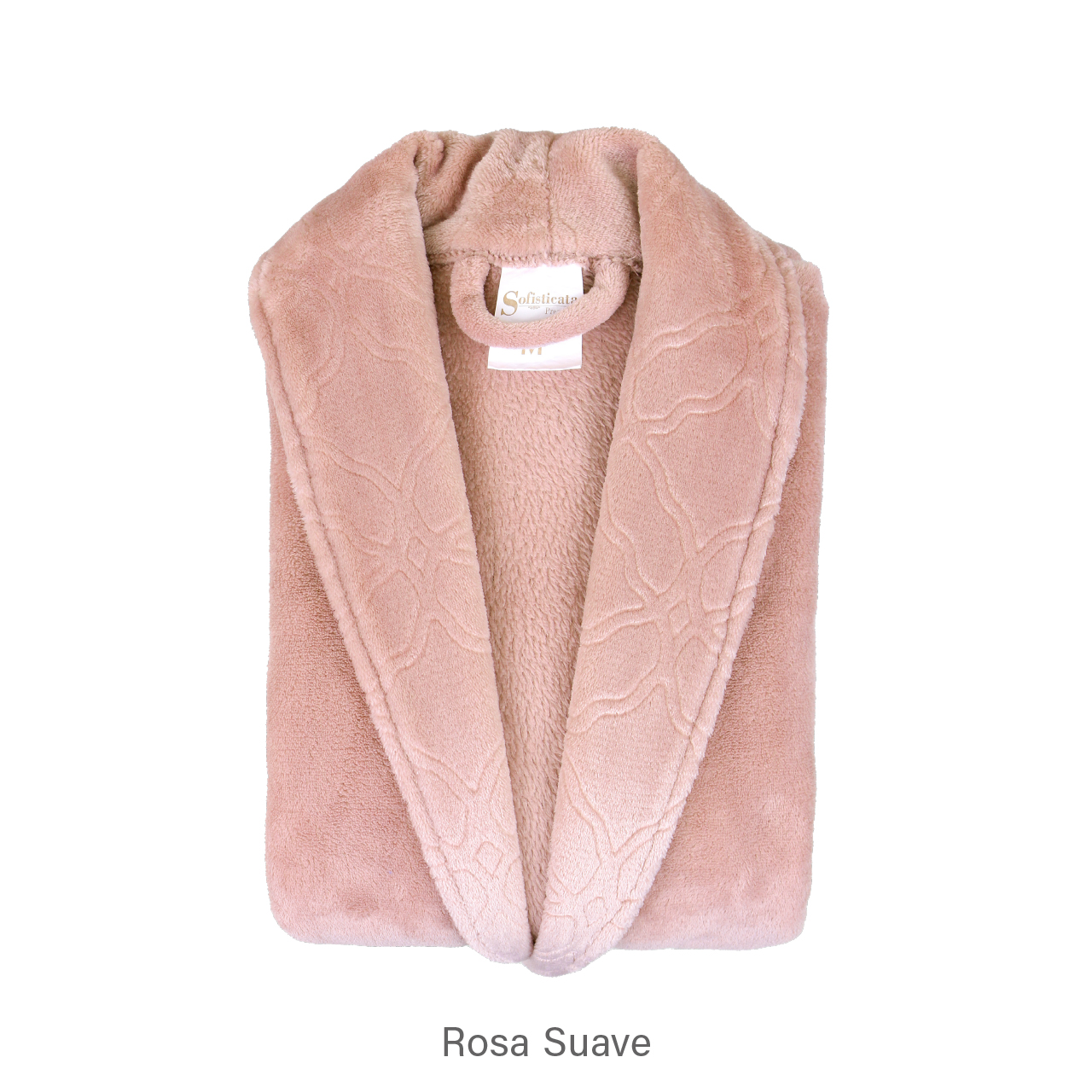 Roupão Sofisticata Premium Gola Estampada - Rosa Suave