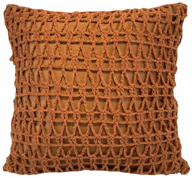 Almofada Croche Manual Decortextil 52x52 - Laranja
